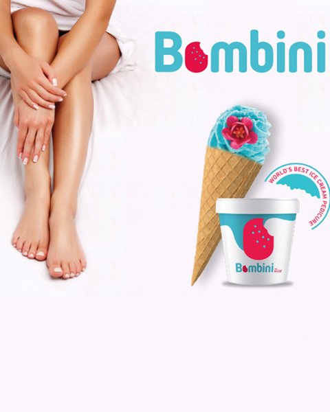 Refreshed and smooth legs and feet next to Ice Cream Pedicure product, highlighting the indulgent and creamy formula.