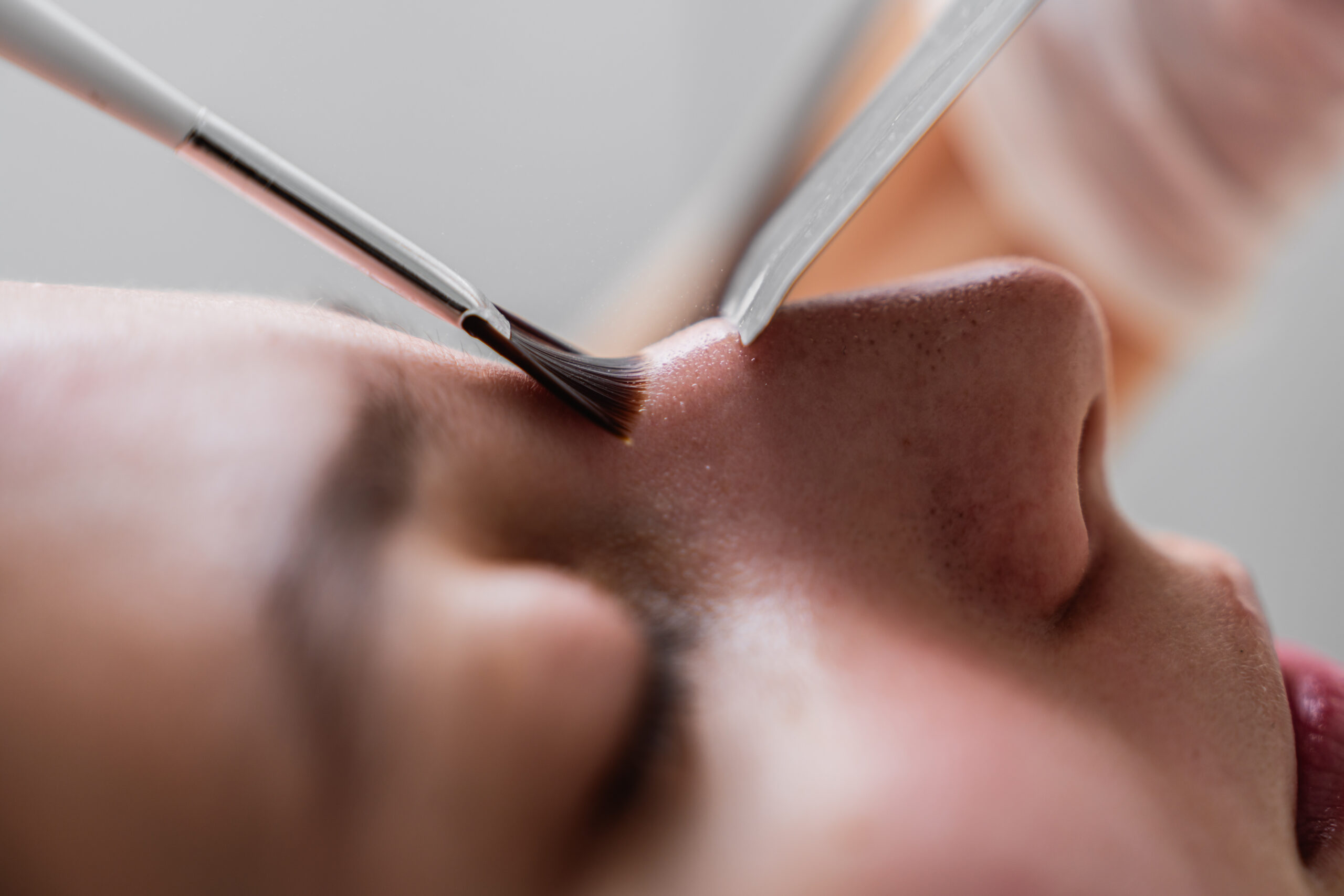 Ultrasonic cleaning of the skin. Close-up photo, macro.